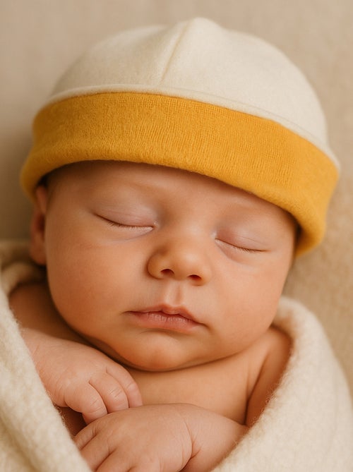 Capota de nacimiento de algodón orgánico Blanco y Miel - Kiabi