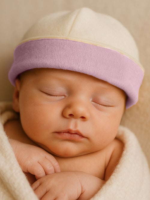 Capota de nacimiento de algodón orgánico Blanco y Rosa - Kiabi