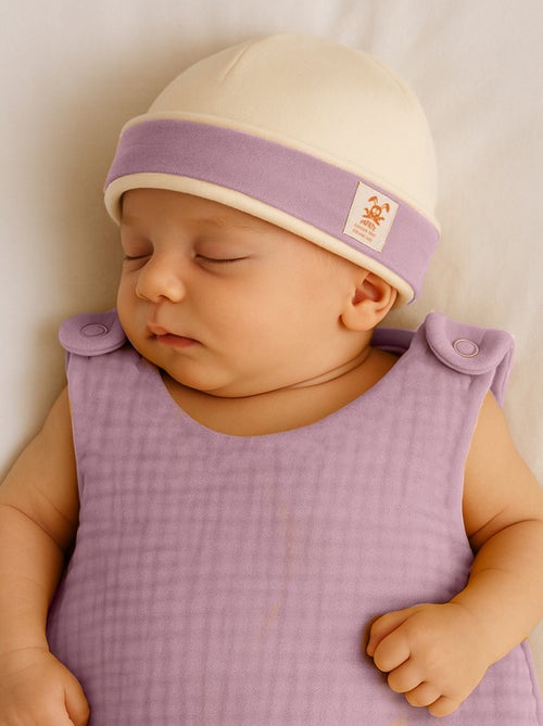 Capota de nacimiento de algodón orgánico Blanco y Rosa - Kiabi