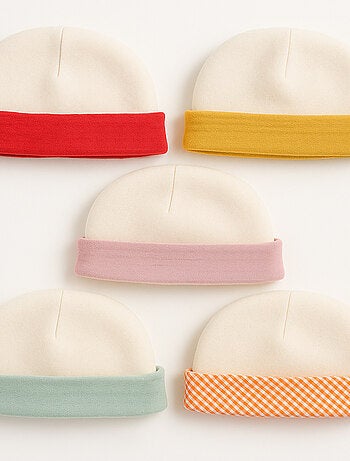 Capota de nacimiento de algodón orgánico Blanco y Fresa