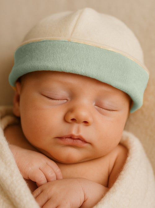 Capota de nacimiento de algodón orgánico Blanco y Verde - Kiabi