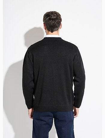 Cárdigan abotonado con cuello en V y rayas de lana jacquard