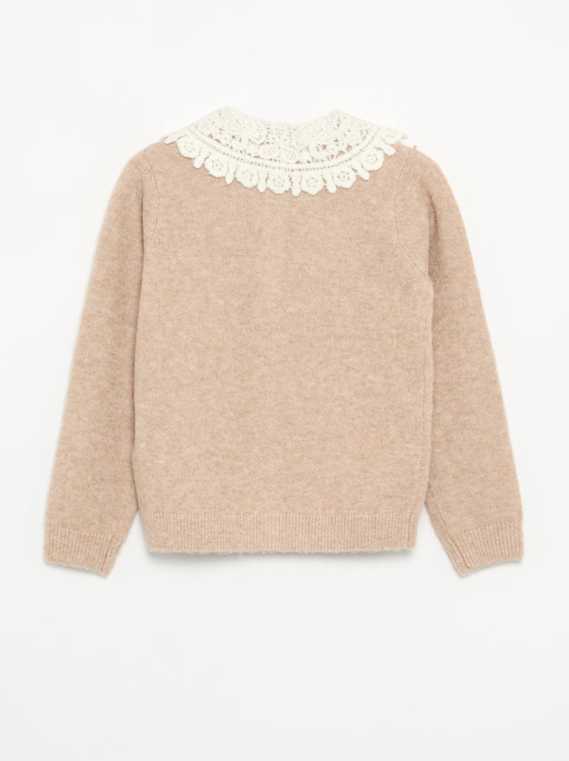 Cárdigan abotonado con cuello fantasía Beige - Kiabi