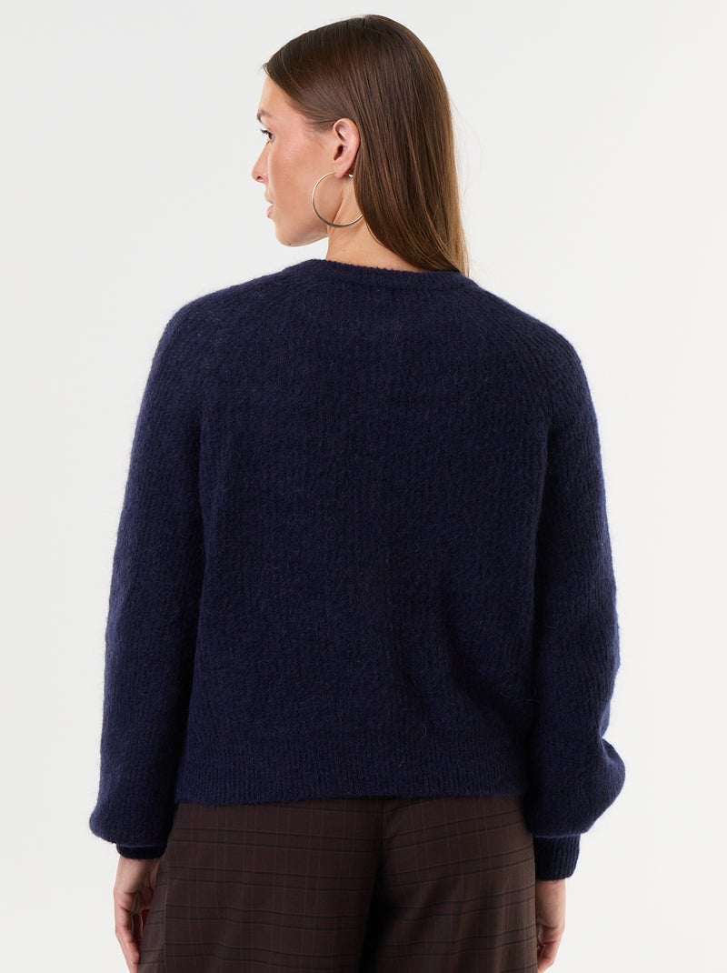 Cárdigan abotonado de mohair y lana mezclada Azul - Kiabi