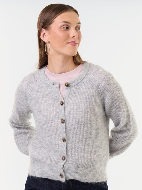 Cárdigan abotonado de mohair y lana mezclada - Kiabi Cárdigan abotonado de mohair y lana mezclada - Kiabi