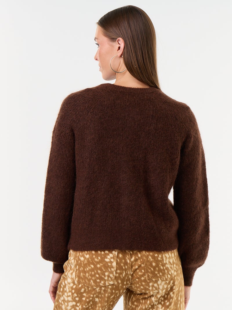 Cárdigan abotonado de mohair y lana mezclada Marron - Kiabi
