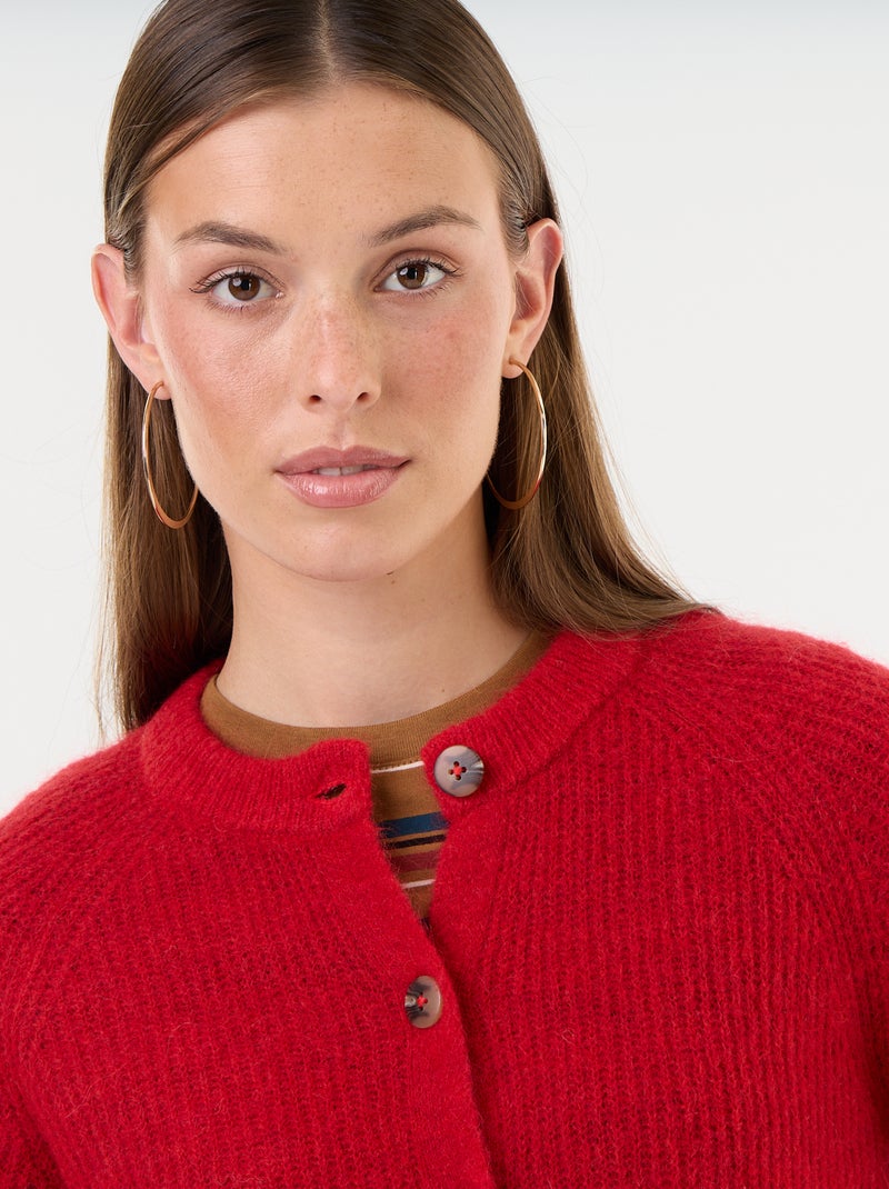 Cárdigan abotonado de mohair y lana mezclada Rojo - Kiabi