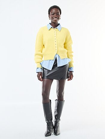 Cárdigan abotonado de punto grueso