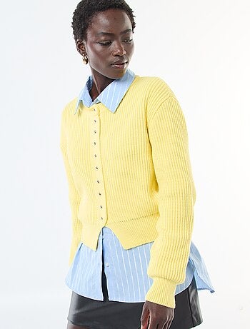 Cárdigan abotonado de punto grueso