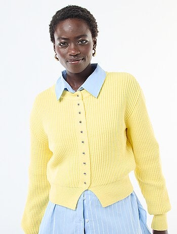 Cárdigan abotonado de punto grueso