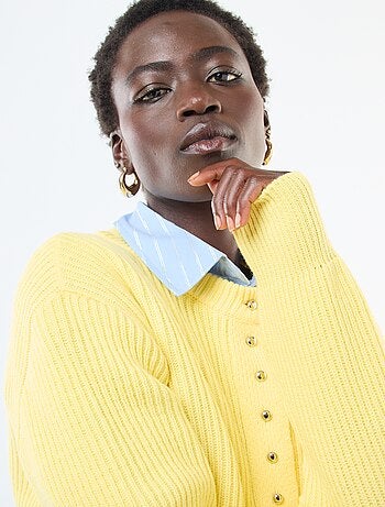 Cárdigan abotonado de punto grueso