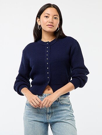 Cárdigan abotonado de punto grueso