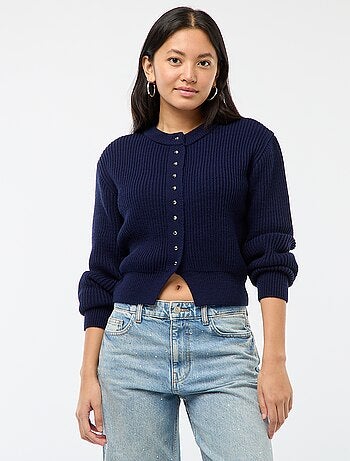 Cárdigan abotonado de punto grueso