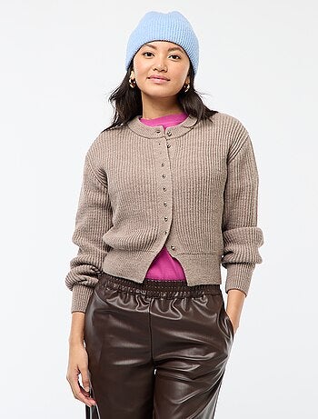 Cárdigan abotonado de punto grueso