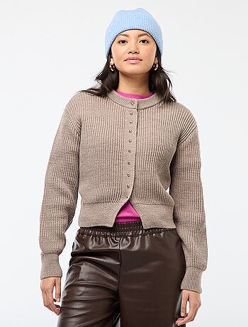 Cárdigan abotonado de punto grueso