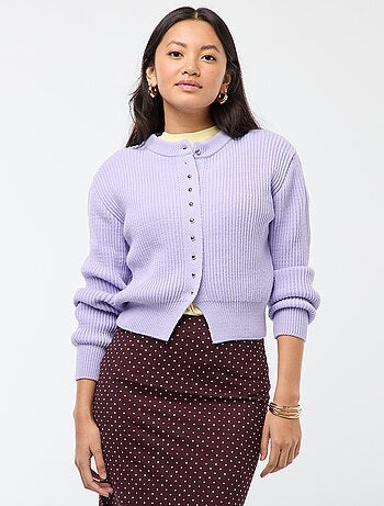 Cárdigan abotonado de punto grueso