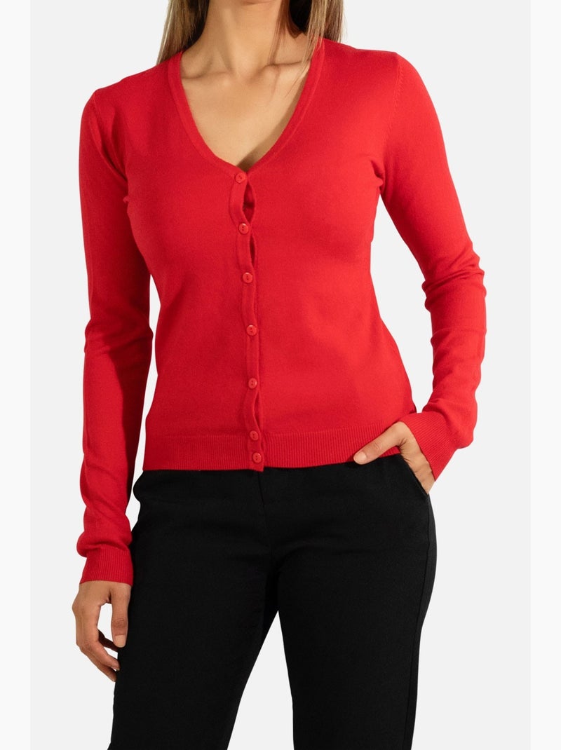 Cárdigan básico Kebello Rojo - Kiabi