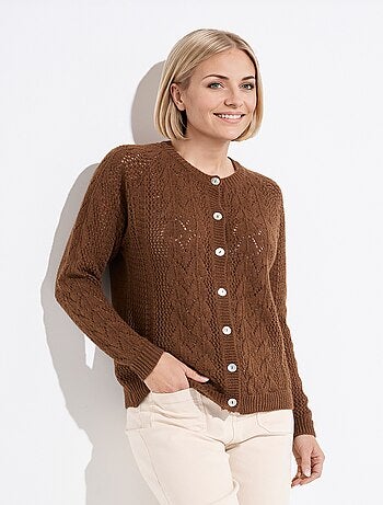 Cárdigan calado con botones de lana y cachemira - Afibel