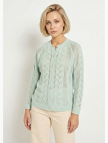 Cárdigan calado con botones de lana y cachemira - Afibel