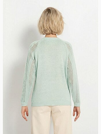 Cárdigan calado con botones de lana y cachemira - Afibel