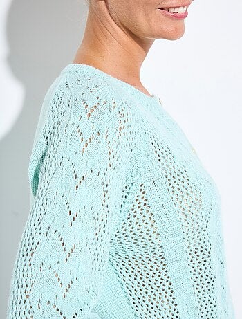 Cárdigan calado con botones de lana y cachemira - Afibel