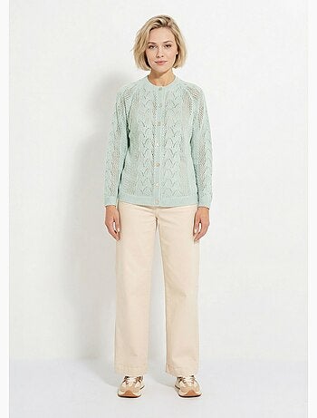 Cárdigan calado con botones de lana y cachemira - Afibel