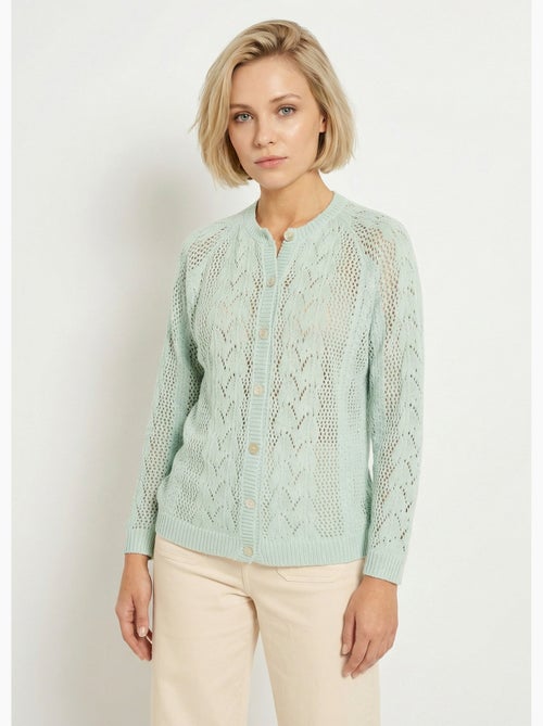 Cárdigan calado con botones de lana y cachemira - Afibel - Kiabi