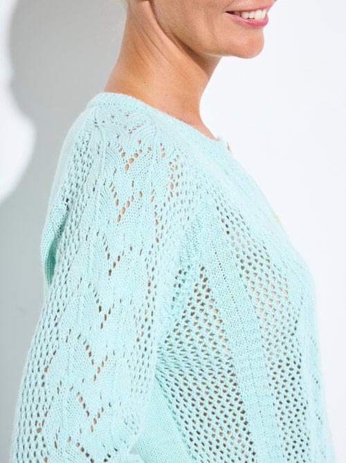 Cárdigan calado con botones de lana y cachemira - Afibel - Kiabi