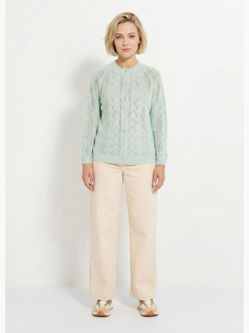 Cárdigan calado con botones de lana y cachemira - Afibel - Kiabi