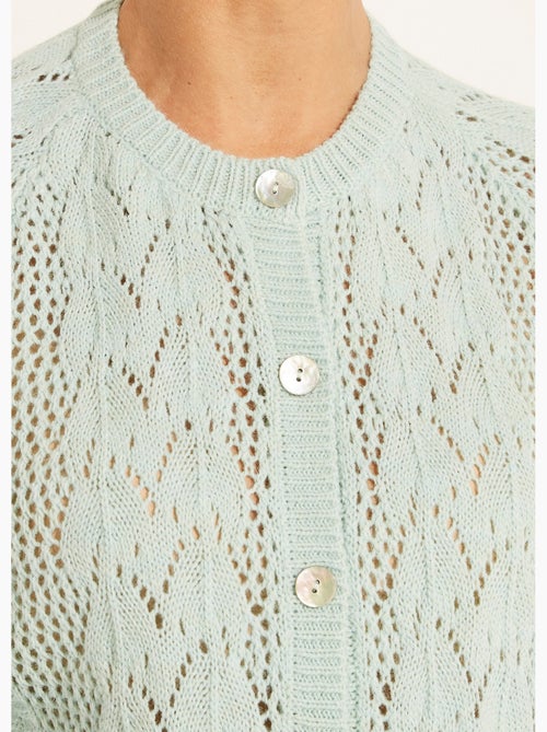 Cárdigan calado con botones de lana y cachemira - Afibel - Kiabi