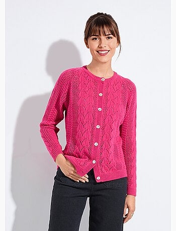 Cárdigan calado con botones de lana y cachemira - Afibel