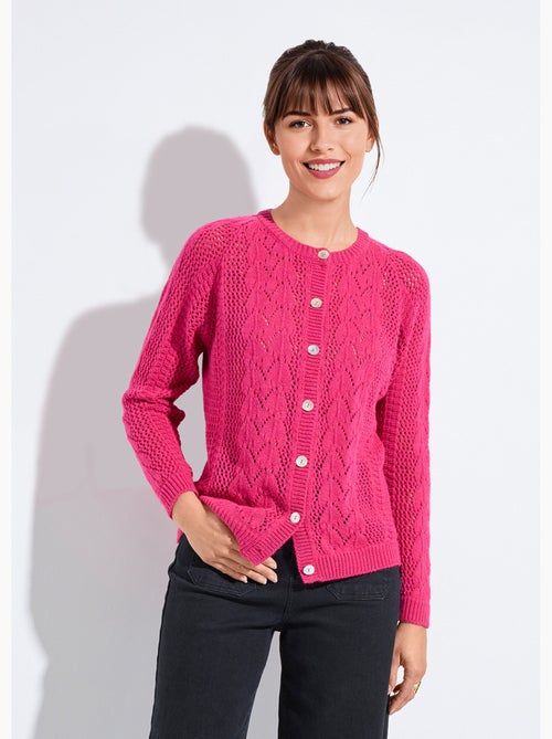 Cárdigan calado con botones de lana y cachemira - Afibel - Kiabi