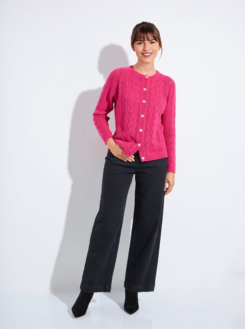 Cárdigan calado con botones de lana y cachemira - Afibel - Kiabi