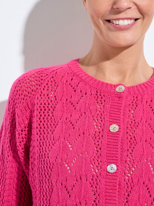 Cárdigan calado con botones de lana y cachemira - Afibel - Kiabi