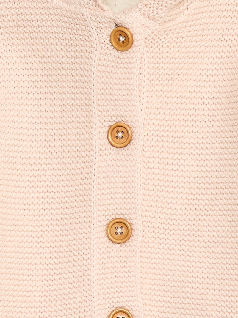 Cárdigan cálido abotonado de algodón Rosa - Kiabi