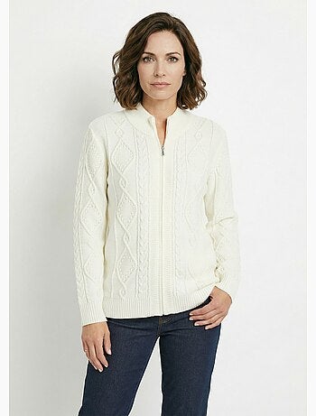 Cárdigan cálido con cremallera y cuello alto con ochos - Afibel