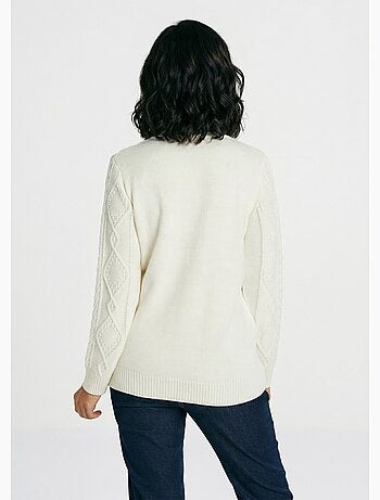 Cárdigan cálido con cremallera y cuello alto con ochos - Afibel