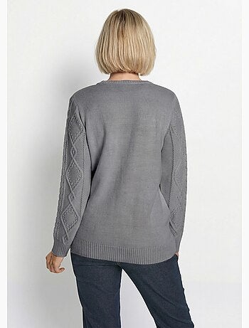 Cárdigan cálido con cremallera y cuello alto con ochos - Afibel