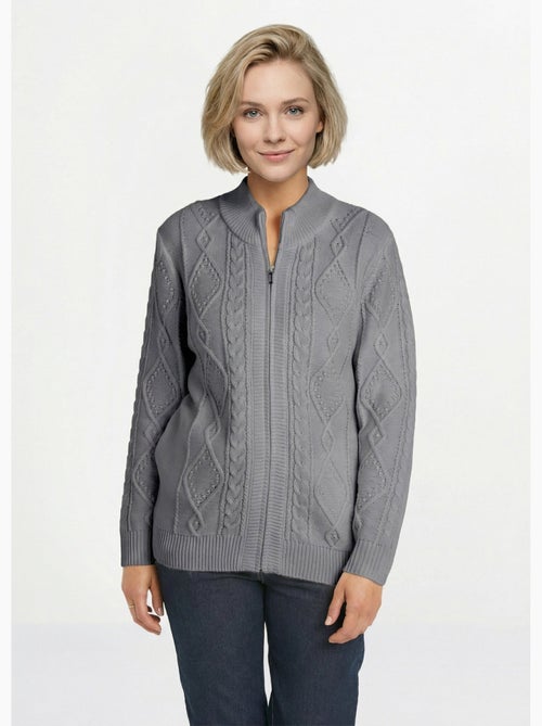 Cárdigan cálido con cremallera y cuello alto con ochos - Afibel - Kiabi