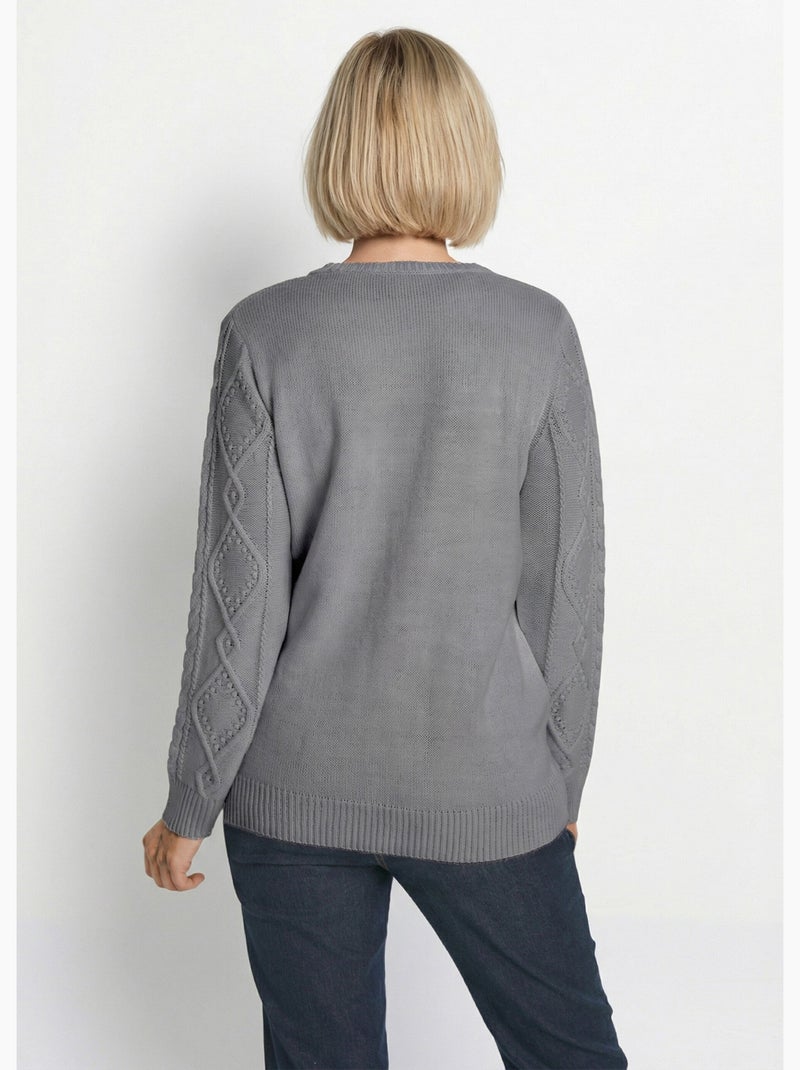 Cárdigan cálido con cremallera y cuello alto con ochos - Afibel Gris - Kiabi
