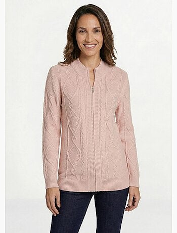 Cárdigan cálido con cremallera y cuello alto con ochos - Afibel