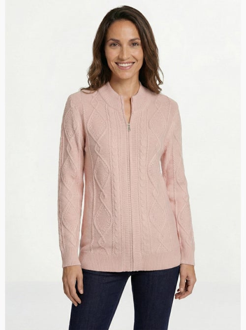 Cárdigan cálido con cremallera y cuello alto con ochos - Afibel - Kiabi