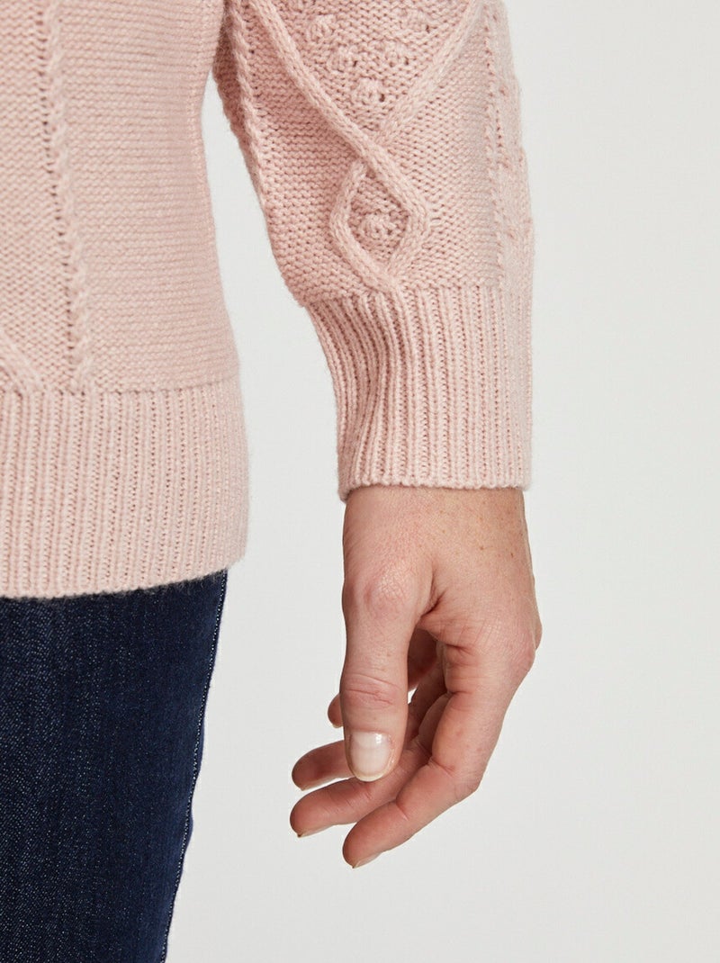 Cárdigan cálido con cremallera y cuello alto con ochos - Afibel Rosa - Kiabi