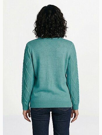 Cárdigan cálido con cremallera y cuello alto con ochos - Afibel