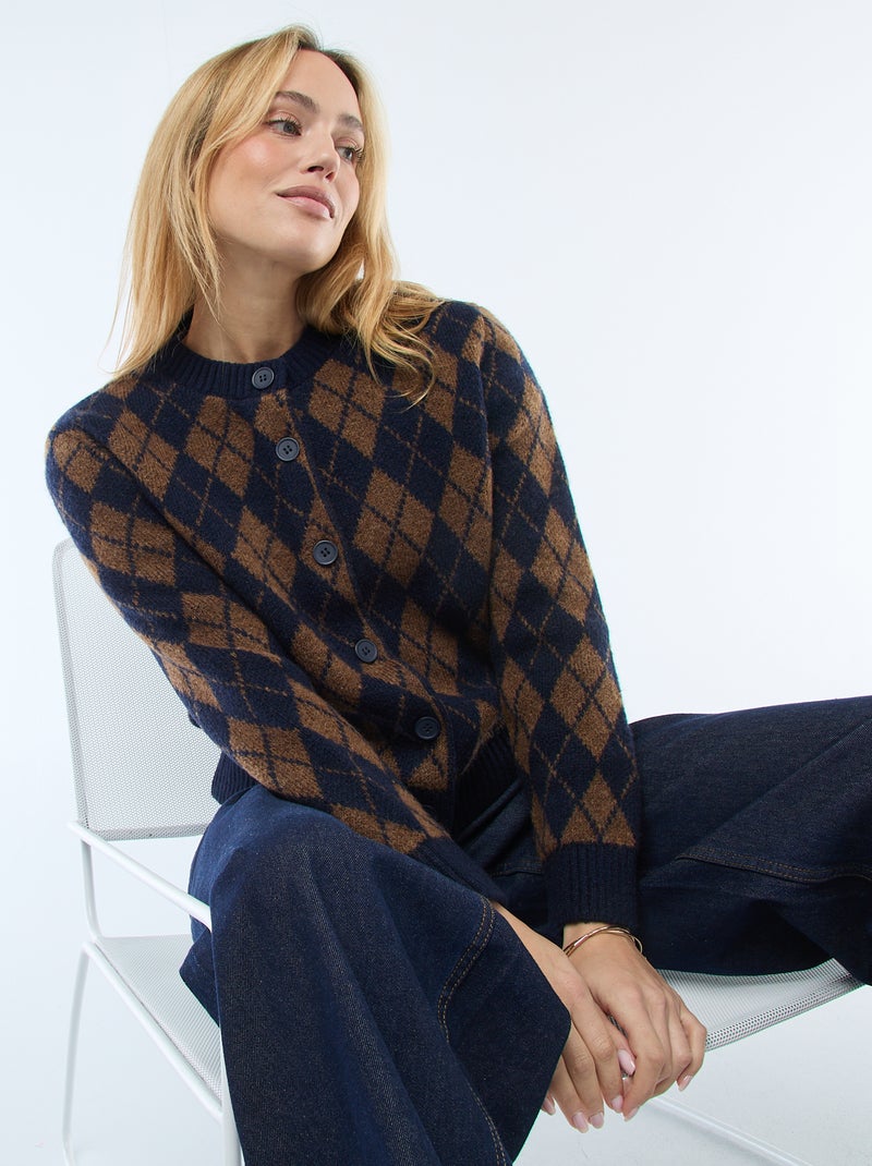 Cárdigan cálido con estampado Azul - Kiabi