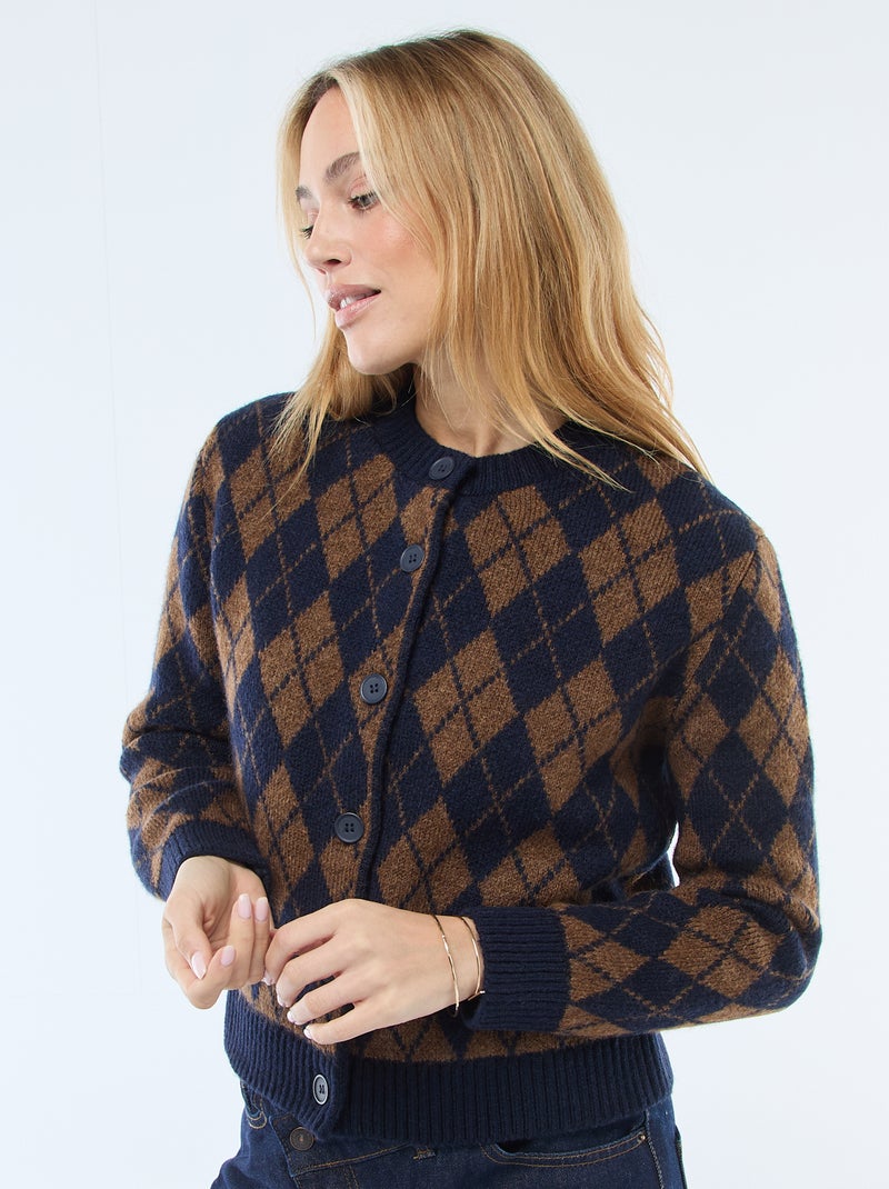 Cárdigan cálido con estampado Azul - Kiabi