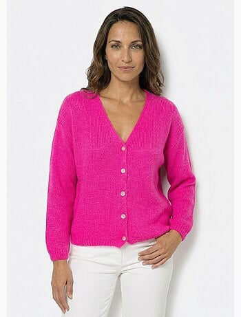 Cárdigan cálido de punto de mohair con cuello en V - AFIBEL