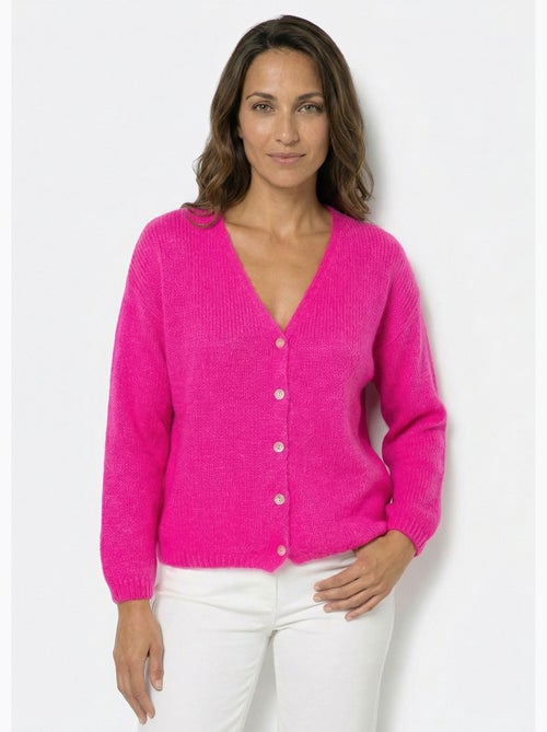 Cárdigan cálido de punto de mohair con cuello en V - AFIBEL - Kiabi