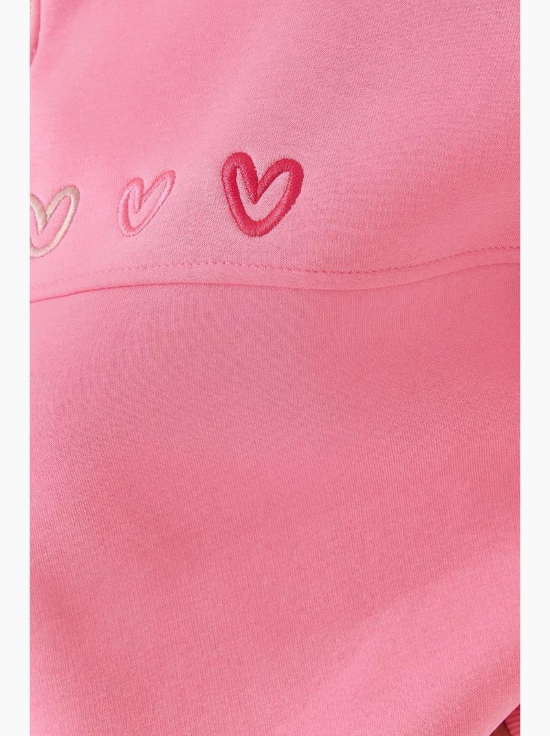 Cárdigan cepillado de tres capas con bordado de corazón lucci Rosa fluo/Solinotes - Kiabi