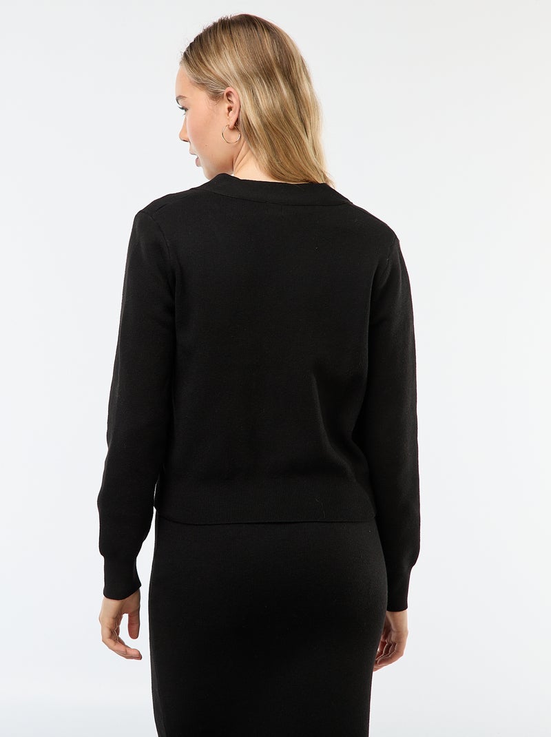 Cárdigan chaleco de punto otomano Negro - Kiabi